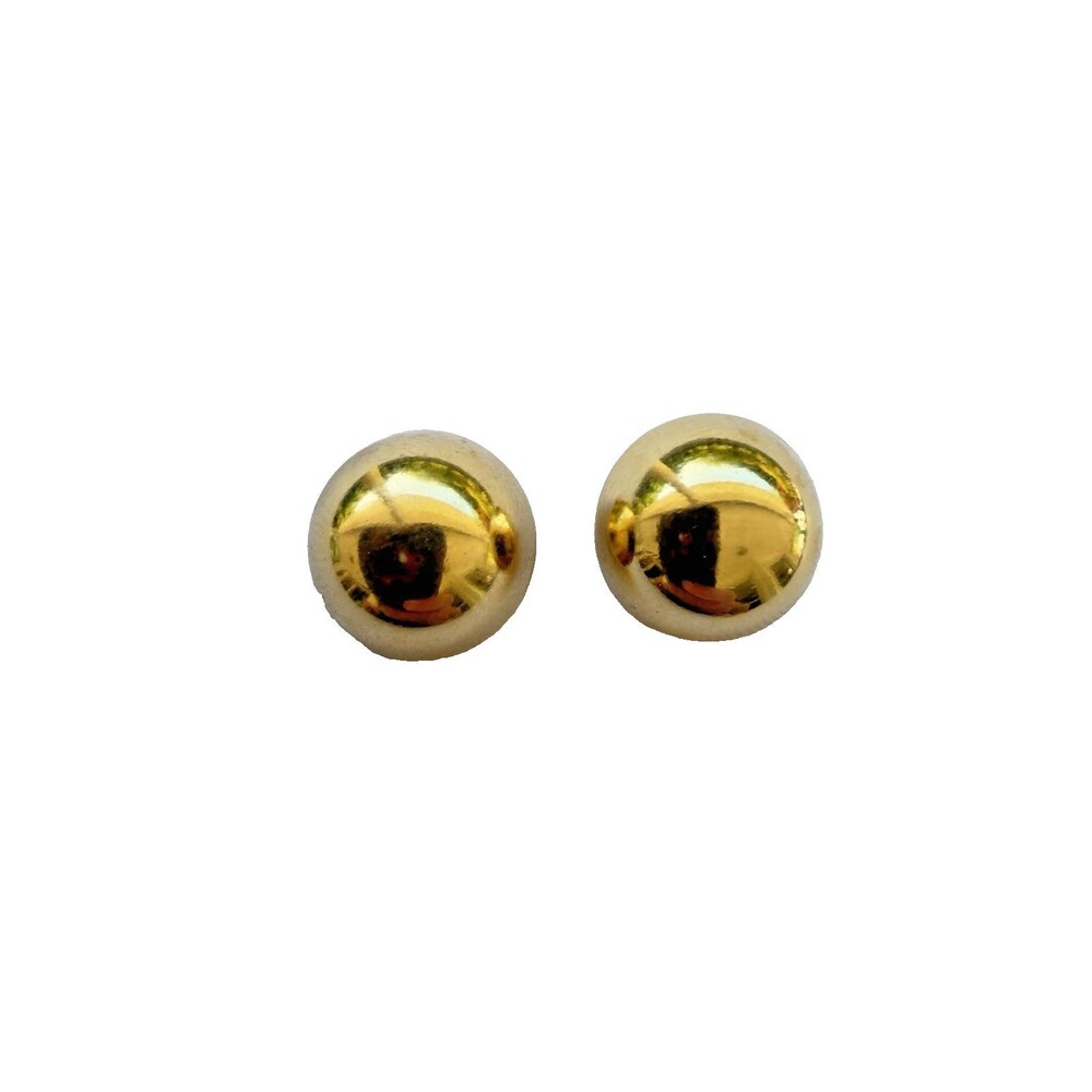 Vintage Gold Tone Dome Stud Earrings Minimalist Classic Button - Picture 3 of 5